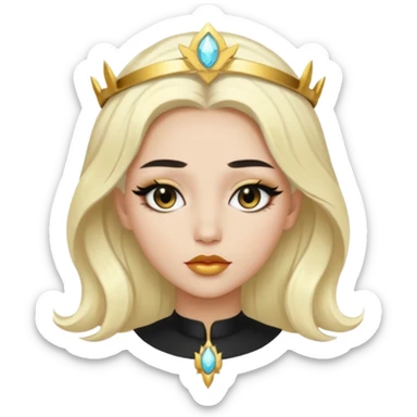 Rosalia (the singer) virgin. (Use lux album cover as reference). Hais bleached halo in hair and gold lips. black hair sticker