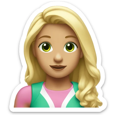 surfer girl with blonde hair and green eyes sticker
