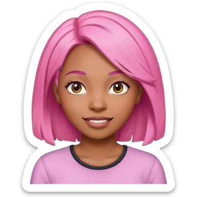 femme noir au cheveux rose lisse sticker