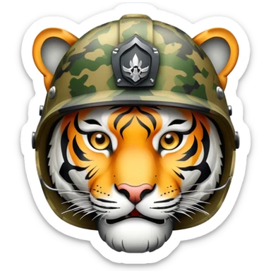 military tiger face with helmet and camo for Twitch emote sticker