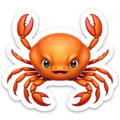 Cinematic Comical Baby Crab Portrait Emoji, Head tilted dramatically with an exaggeratedly shocked expression, featuring a tiny, vibrant carapace with wide, comically expressive eyes full of playful disbelief and miniature, animated pincers, Simplified yet hilariously expressive features, highly detailed, glowing with a slightly sassy coastal glow, high shine, dramatic yet playful, stylized with an air of cheeky seaside mischief, soft glowing outline, capturing the essence of a meme-worthy baby crab that looks ready to pinch its way into viral fame! sticker