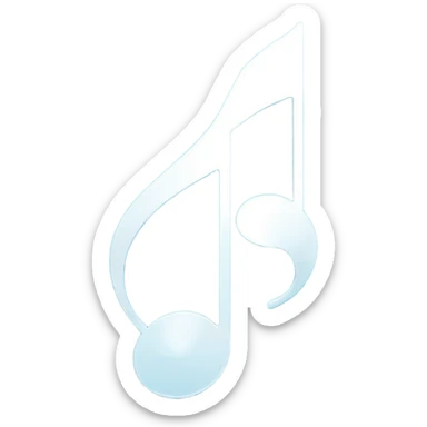 A minimalist and modern white music note icon on a smooth circular background with a vibrant blue and turquoise gradient. Ultra-high resolution, vector style, sharp edges, studio lighting, 4k, smooth texture, flat design, high quality, crisp details sticker