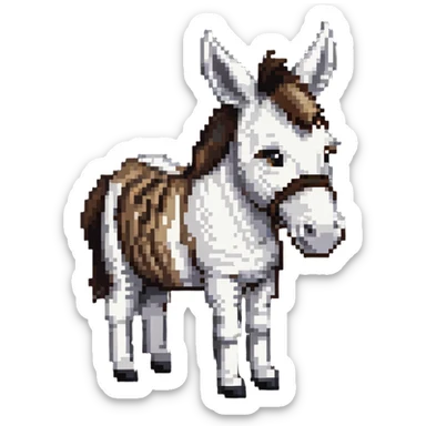 A donkey with a zebra head, donkey body with brown fur and zebra head with black and white stripes sticker