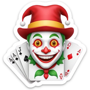 poker card with a funny jolly joker sticker