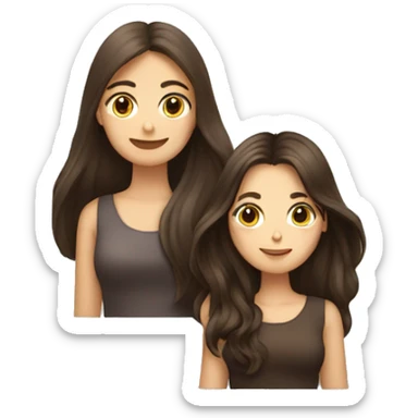 Two long hair brunettes keeping two cats in their hands sticker