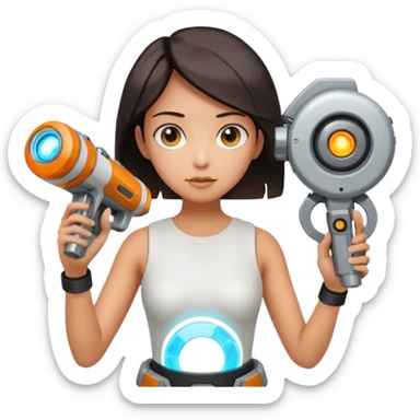 Chell portal gun glados too sticker