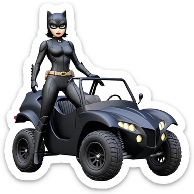 1:10 scale toy sexy fenders Catwoman’s buxom attractive armored midnight-colored tight outfit from tv series style dark knight movie stealthy accurate sporty safe plush deluxe off-road fast pursuit prototype concept car (black hair, driving aggressively) rally vehicle  sticker