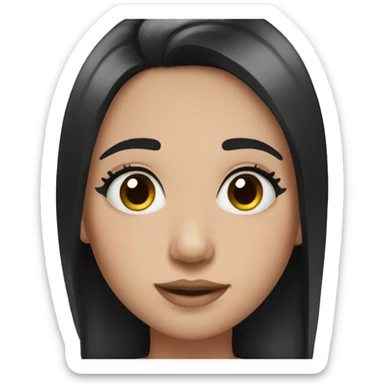 black hair pale with lashes and blush sticker