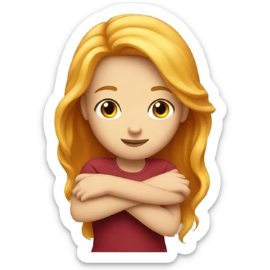 Blonde girl with red hair girl hugging  sticker
