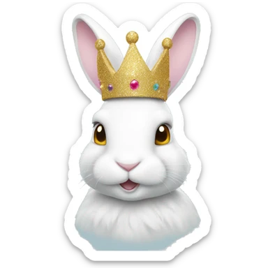 White rabbit with a glitter crown  sticker