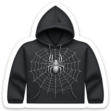 black hoodie with a grey spider web with no spider on it sticker