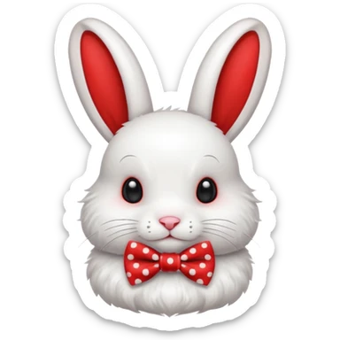 Fluffy rabbit with polka-dot bow tie sticker