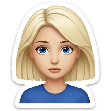 white blonde girl with grown out dark roots and dark blue eyes that's not really tan but not pale sticker