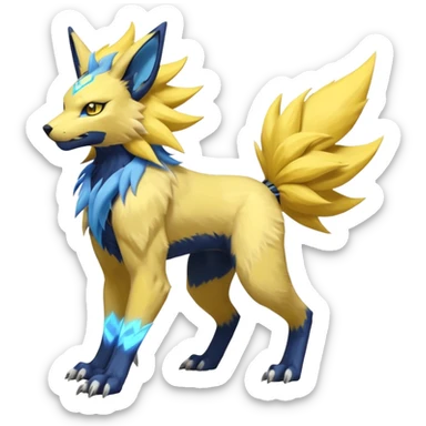 Feral Quadrupedal Digitigrade Luxray-Jolteon-Renamon-Manectric-fusion-hybrid-creature, full body  sticker