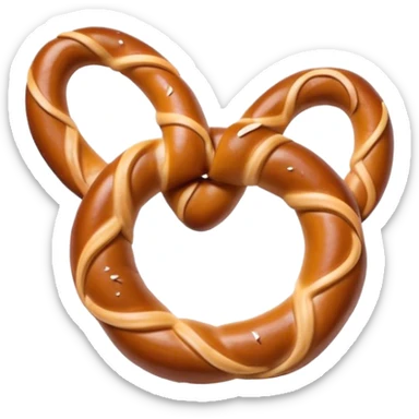 Pretzel Cinematic Realistic Pretzel Snack Emoji, depicted as a single, perfectly twisted pretzel with a glossy, salted crust, rendered with lifelike textures and warm, inviting lighting. sticker