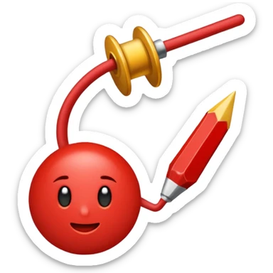 Una sola aguja y un pedazo de hilo dentro de la aguja sticker