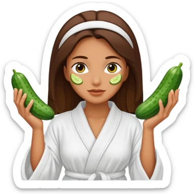 woman at the spa with cucumbers on her eyes and tan skin tone sticker