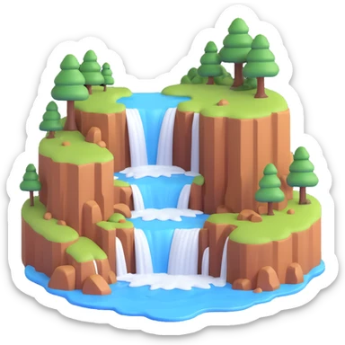 Make the waterfall more realistic but keep the overall look similar in microsoft 3d fluent emoji style. sticker