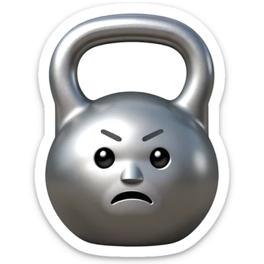 kettlebell looking down with a sad expression sticker