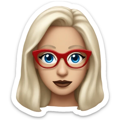 Lady Gaga with red glasses and blue eyes  sticker