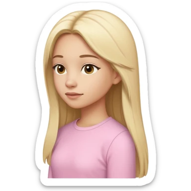 girl in light pink clothes, blonde with long straight hair, side view, variation 4 sticker