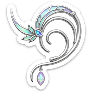 Elvish fae shiny sparkly iridescent translucent diaphanous ear climber ear cuff sticker