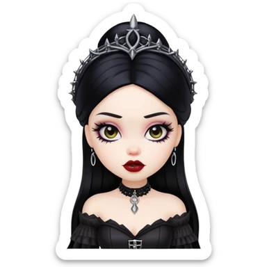 pretty bratz baddie, pale skin, black hair, gothic style sticker