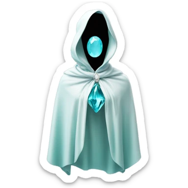 faceless mannequin flapping aquamarine gemstone white cape sticker