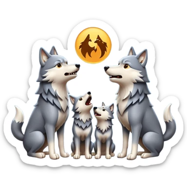 Wolf pack howling in different directions  sticker