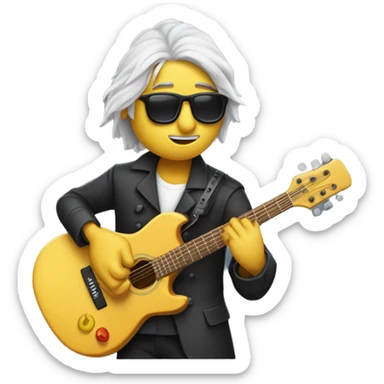 Molino viento con un hombre rubio con gafas tocando la guitarra eléctrica  sticker