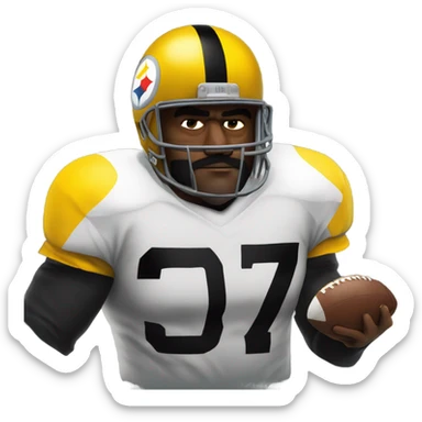 Mean Joe green Pittsburgh Steelers player in uniform and helmet with black cape lokikg scary sticker