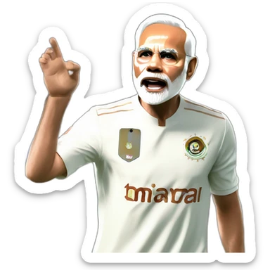 hyper realistic narendra modi doing cristiano ronaldo's celebration 'siuuu' in india's jersey sticker