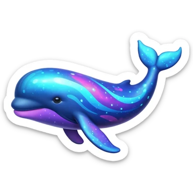 Create a single emoji of a Nebula Whale in full body, shown at a slight side angle in a natural, characteristic pose with cosmic patterns. stylized like an emoji, but clearly recognizable
 sticker