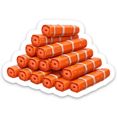 a pile of crab sticks, simple, clear sticker