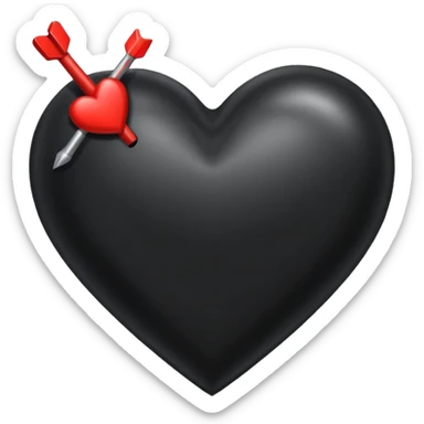 Corazón negro con una flecha q lo atraviesa todo y el corazón negro. sticker