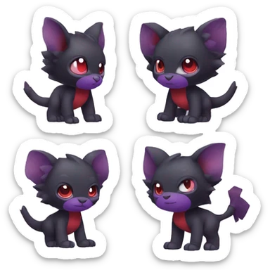 Cute cool dark black red purple animal hybrid Fakemon full body sticker