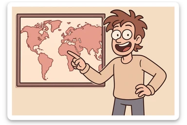 world map in pink, cartoon style, playful sticker