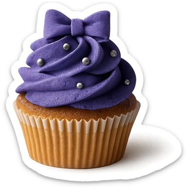 Change the icing to blueberry, keep the realistic cupcake and accessories, photorealistic style, transparent background. sticker