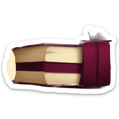 burgundy books stacked up and tied together by a burgundy bow sticker