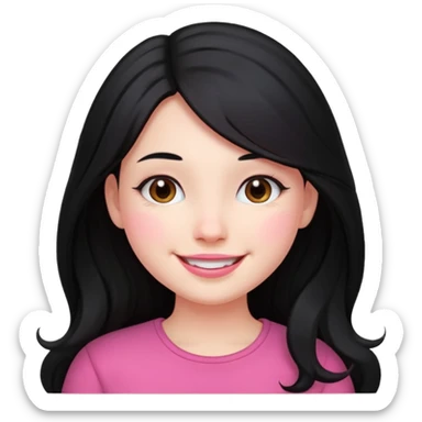 Clean girl long and black Hair and pink Cheek sticker