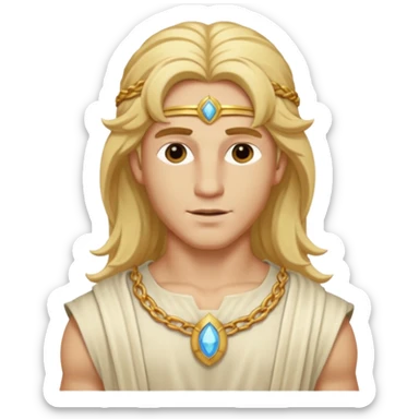 Adonis, God of Beauty from Gods and Goddesses with long golden blonde hair, cream outfit sticker