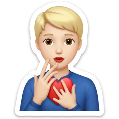 Un bonhomme qui fait un bisous et un cœur avec les doigts  sticker