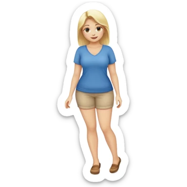 buxom blonde woman, fullbody, realistic emoji style, relaxed pose, safe for work, friendly mood sticker