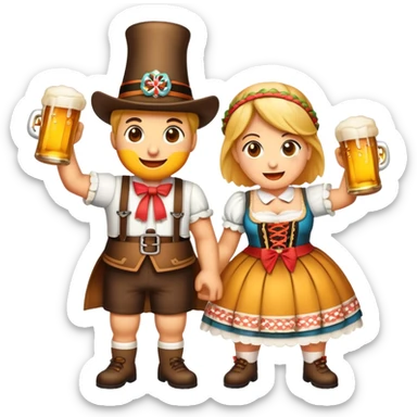 Cinematic Realistic Oktoberfest Pop Culture Emoji, depicting a vibrant celebration with beer, music, and traditional costumes rendered with dynamic textures and festive lighting. sticker