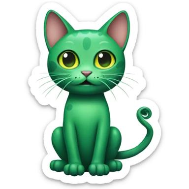 A green cat with octopus arms sticker