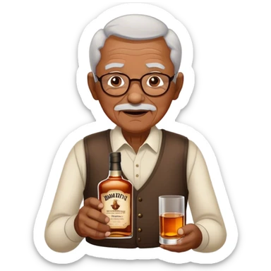 Anciano con botella de wiskey en la mano sticker