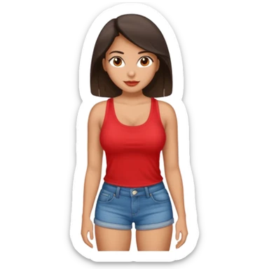 a big chested, big butt latina in a very small tank top and shorts sticker