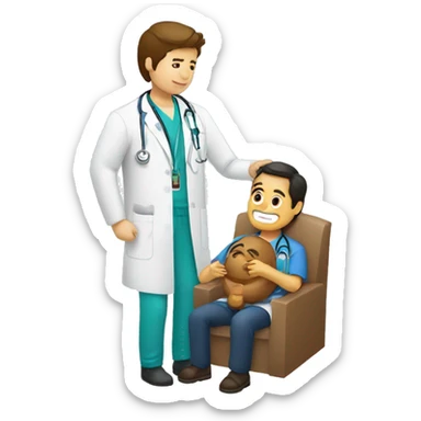 medico atendiendo a un paciente sticker