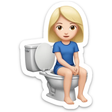 a girl taking a really bad smelly poop on the toilet  sticker