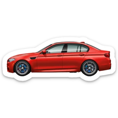 black BMW F10 M5 side profile, simple and rounded, cartoonish, matching the style of the red car iOS emoji sticker